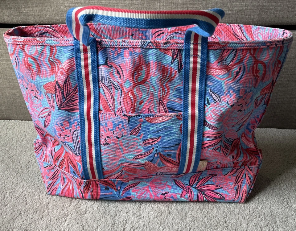 Lilly Pulitzer Mercato Tote In Ruby Red Wild Times