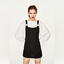 Zara Trafaluc collection black sequined overalls dress. Sz small.