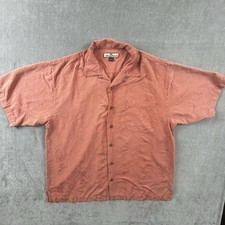 Tommy Bahama Shirt Mens Large Salmon Short Sleeve Button Up Casual W/ Pocket