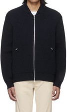$365 Theory XL Mens Ryke Jacket Baltic Dark Navy Cotton Cashmere Knit Bomber
