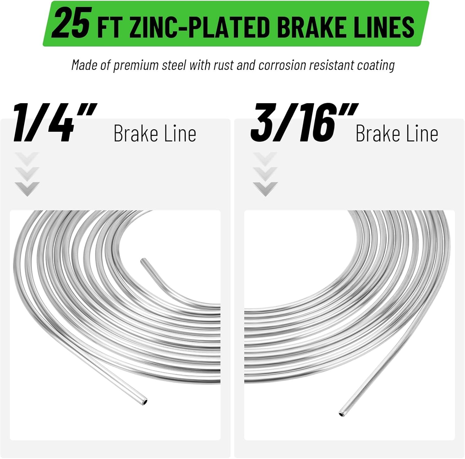 Car Brake Line Repair Kit 3/16 + 1/4 25 FT Pipe Single Flaring Tool Nuts Fitting
