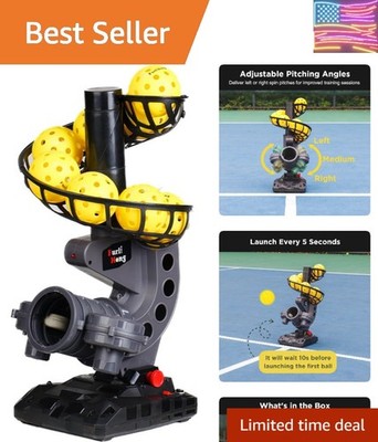 Pickleball Machine, 4 Adjustable Angles, Includes 9 Pickleballs, Powered by P...