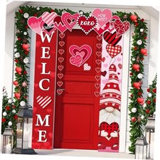 17 Pcs Valentine's Day Door Banner Decorations Set with Hearts Garland Love