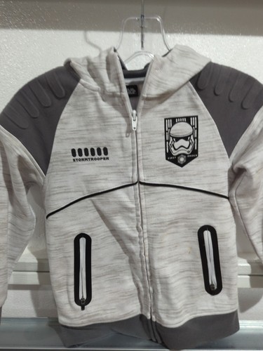 Disney Star Wars The Mandalorian Full Zip Hoodie 5&6 Grey & Black - Picture 4 of 6