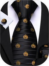 Fun Animal Ties for Men Designer Handkerchief Cufflink WOVEN Casual Necktie Set