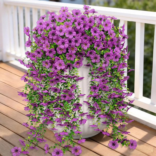 4 StüCk KüNstliche Blumen, Kunstpflanze HäNgepflanze KüNstlich Kunstblumen Wie E-image