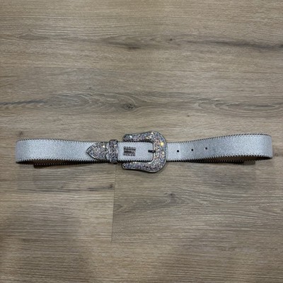 BB Simon Silver Metallic Rhinestone Western Belt Size 38 Multicolor