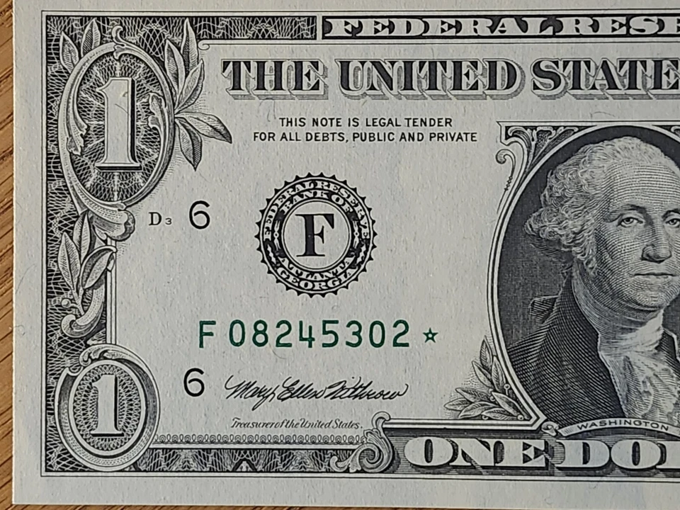 1995 $1 "STAR NOTE" ATLANTA UNC/GEM F08245302*   1 OF 2 Cons SERIAL NUMBERS - Image 3 of 4