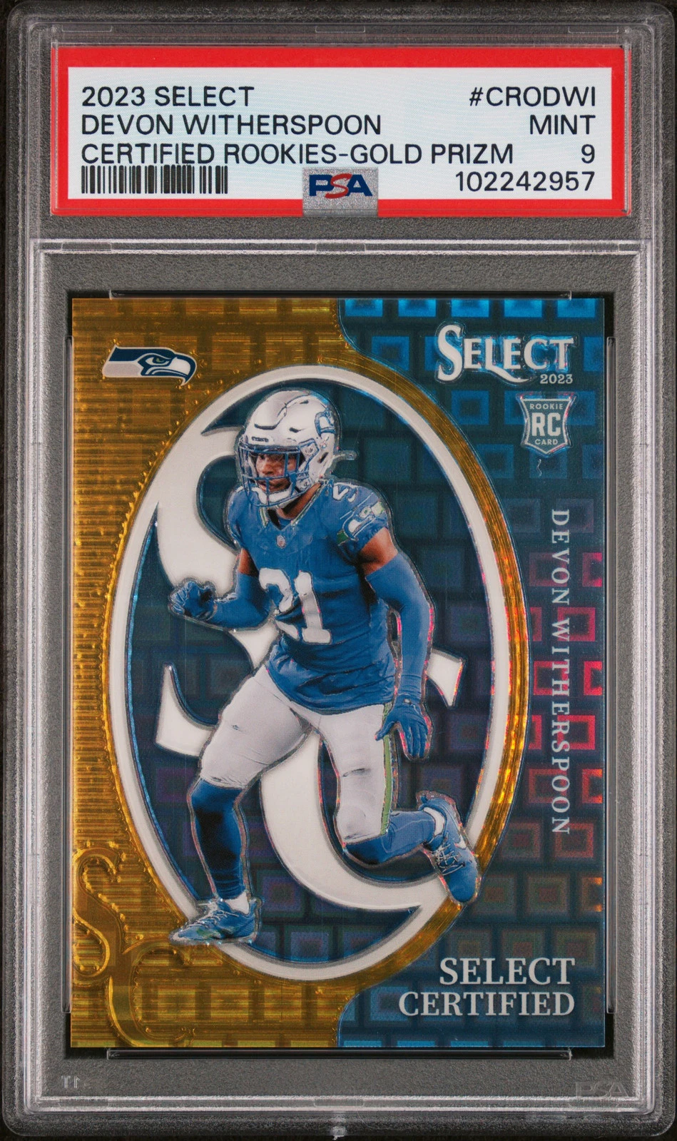 Devon Witherspoon Panini Select Certified Rookies #CRODWI Gold