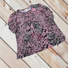 MICHAEL Michael Kors 1X black/pink paisley tulip sleeve top 