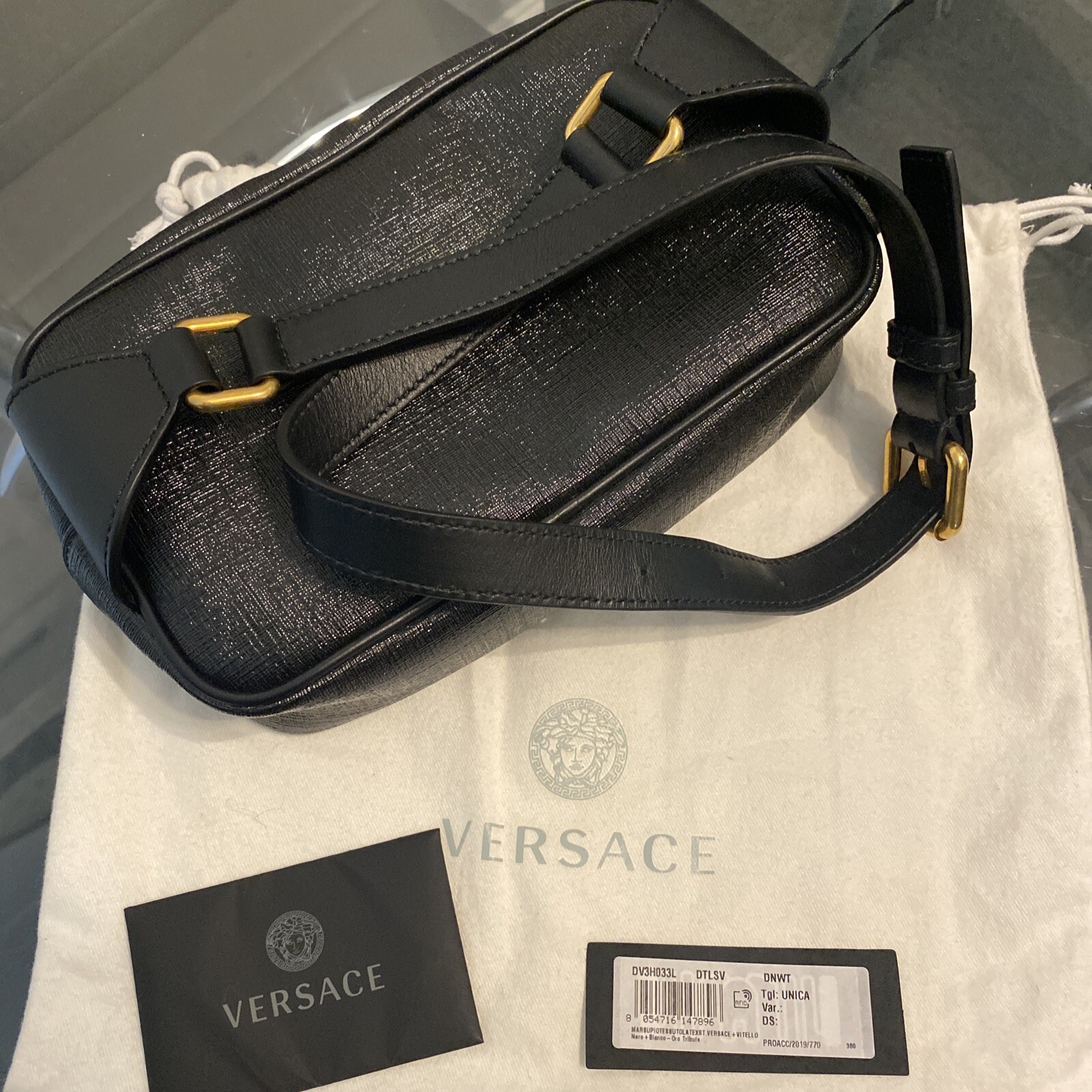Versace 90s Logo Print Leather Belt Bag Waist Bag Bumbag image 3