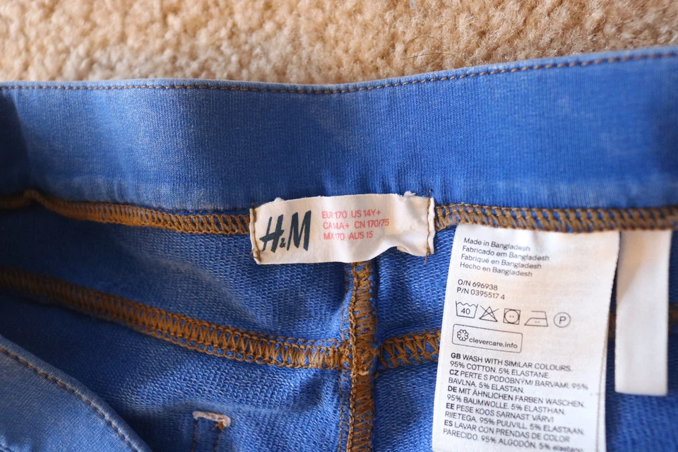 H&M синий девочек синие джинсы хлопок смесь размер 14Y + - Изображение 4 из 4