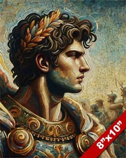 ALEXANDER THE GREAT KING OF MACEDON MOSAIC PORTRAIT PAINTING ART CANVAS PRINT