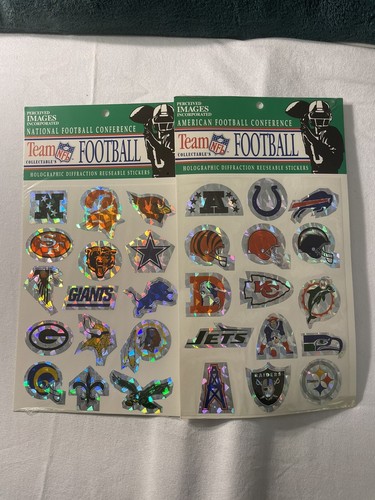 Vintage AFC Retro Logos NFL Fußball holographisch wiederverwendbare Aufkleber 2er-Pack VERSIEGELT - Bild 2 von 5