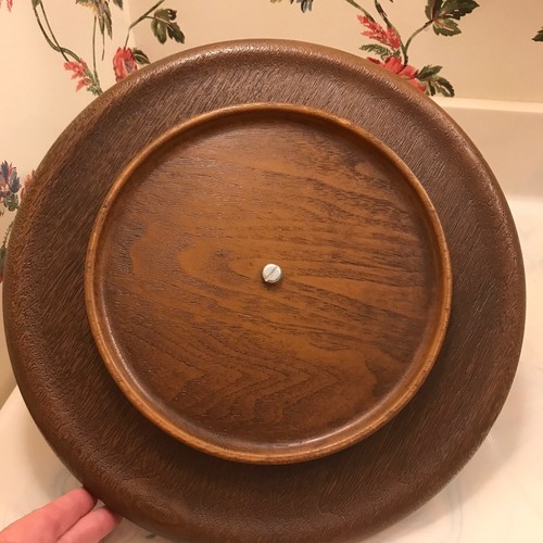 Vintage Resin Lazy Susan Brown With Copper Base And Handle 1970’s Size 13” EUC - Picture 9 of 9