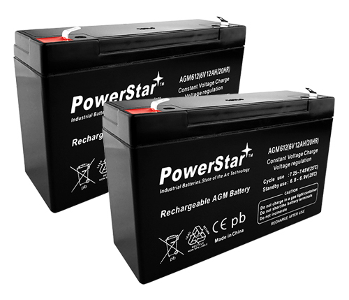 6V 12AH F2 Battery Replacement for PowerStar AGM6V12 - 2 Pack