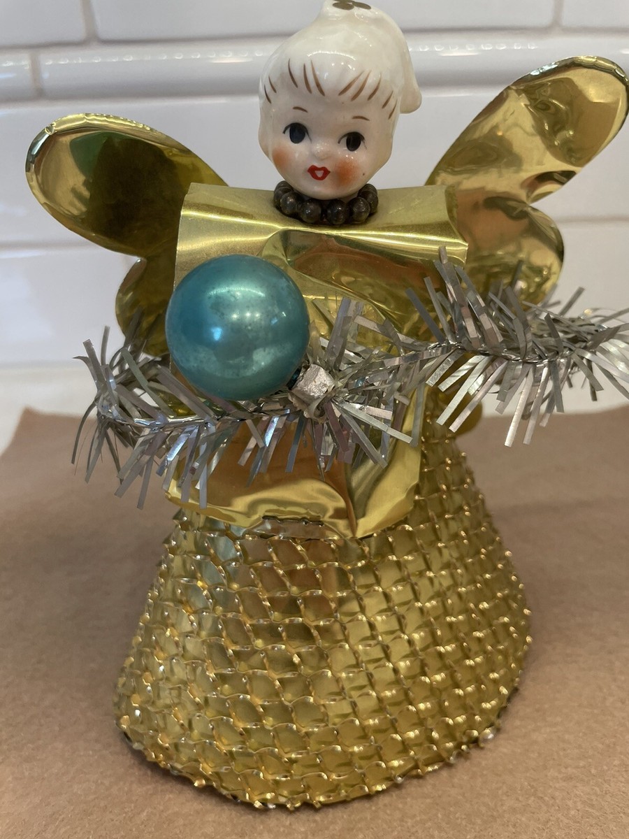 Vintage Christmas Holt Howard Angel Tree Topper Gold Foil Mercury