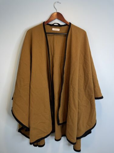 Vintage 80er 90er Brooks Brothers camelbraun Woll Poncho offen Wasserfall Strickjacke