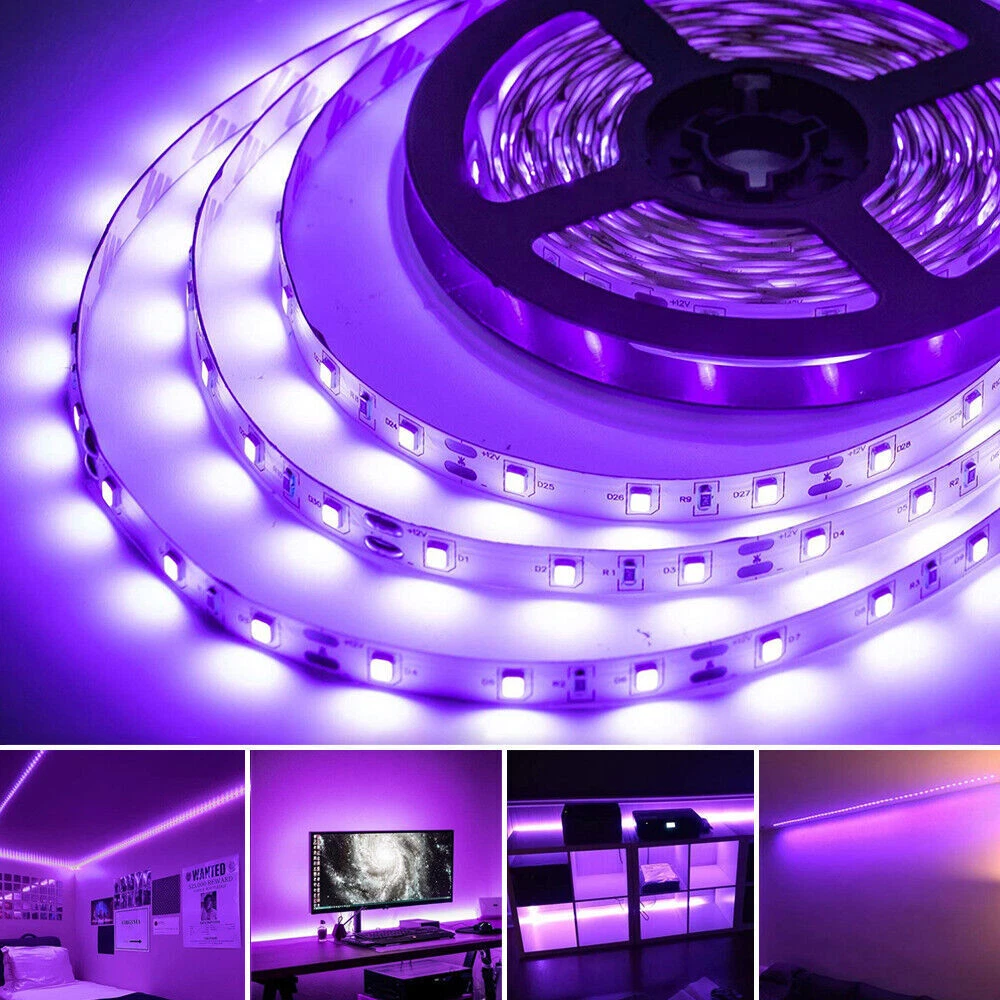 UV Black Light 5M 16.4Ft LED Strip 12V DC Flexible Blacklight for Party Room