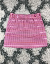 Vineyard Vines Women's Logo Whale Print Pink Stripe Lined Mini Skirt Size 2
