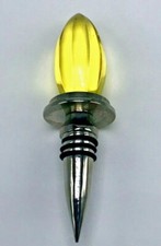 Amber Faceted Glass Bottle Stopper 5" L Silver Tone