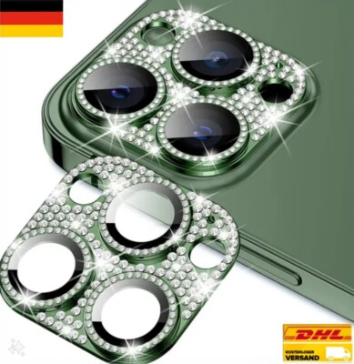 iPhone 15 Pro-15 Pro Max Kamer Schutz Luxury- Glitzer  Camera Protector Grün