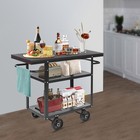 Rolling Bar Cart Industrial Mobile Serving Cart Trolley Kitchen Storage 3 Tiers！