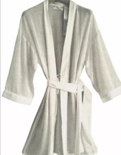 Bridal Robe Lingerie Semi-Sheer Ivory Satin Trim 38 European New