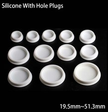 White Round With Hole Silicone Seal Hole Plugs Blanking End Caps 19.5mm 51.3mm