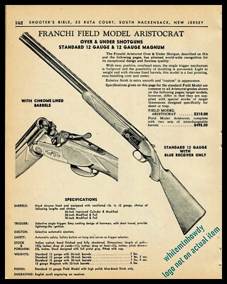 1965 FRANCHI Field Model Aristocrat Over Under Shotgun PRINT AD | eBay