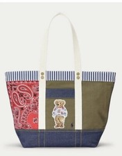 Polo Ralph Lauren Women's Patchwork Medium Polo Bear Tote Bag - Nwt