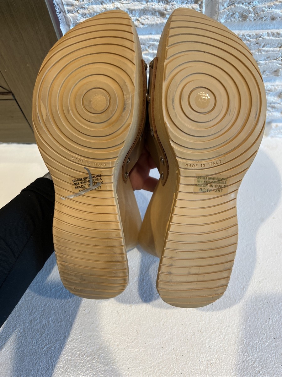 Vtg 90s Y2K L.E.I Roxy Chunky Platform Wedge Slide Sandals Brown