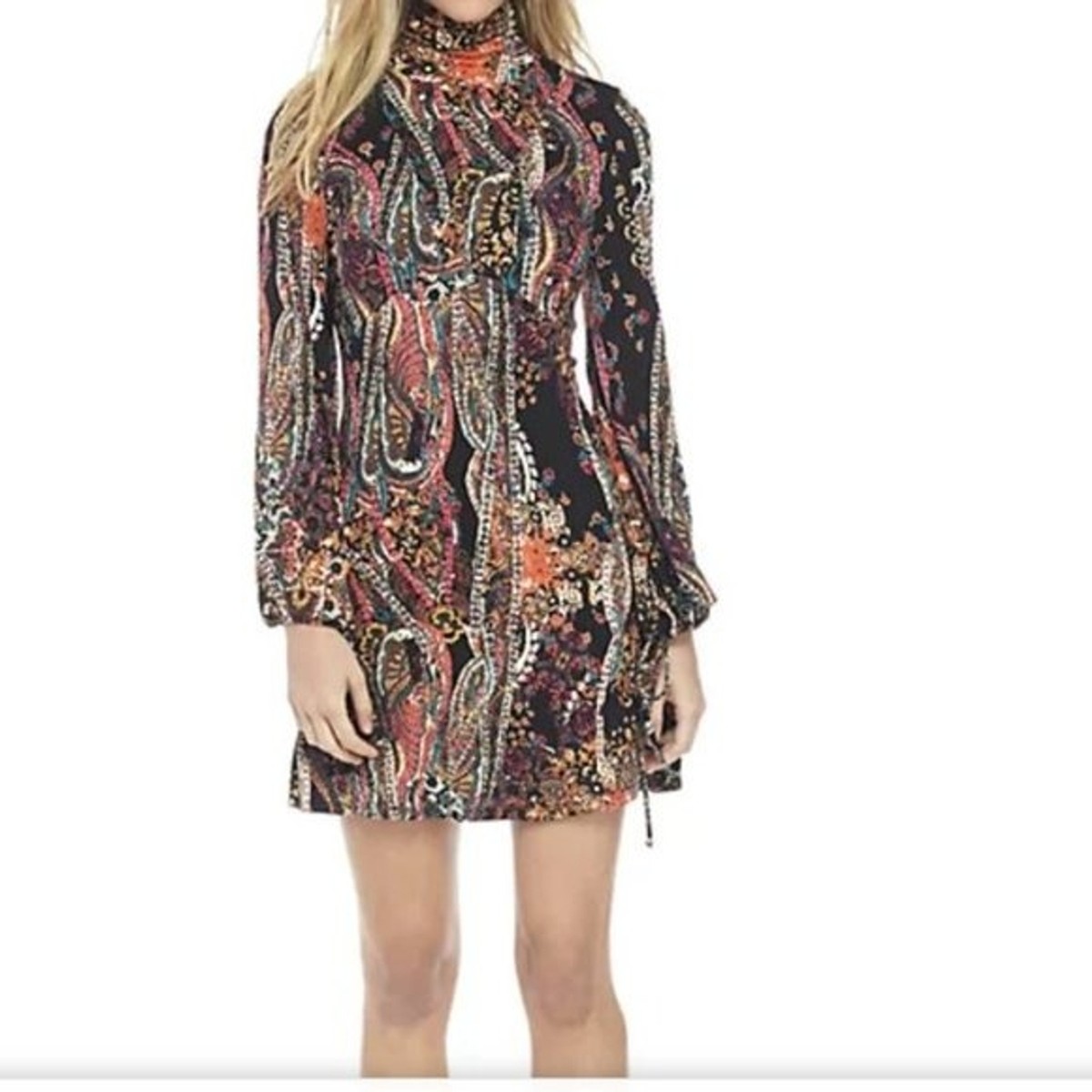 linen floral mini dress Champagne Brunch Linen-Blend Floral Mini Dress M / red