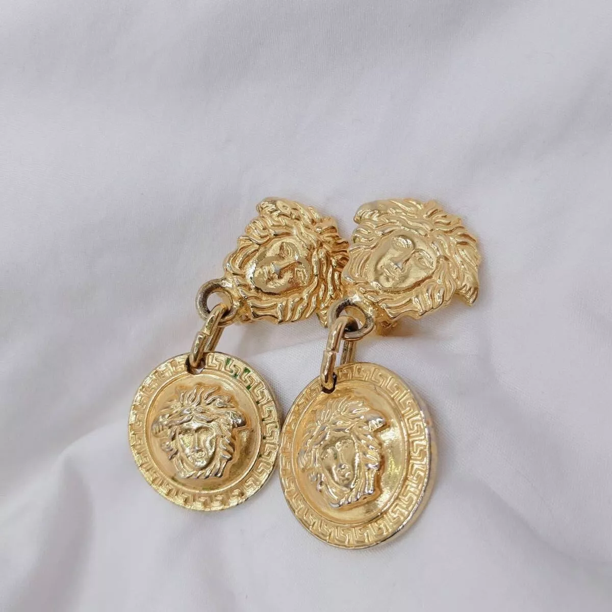 Gianni Versace Gold Medusa Medallion Earrings