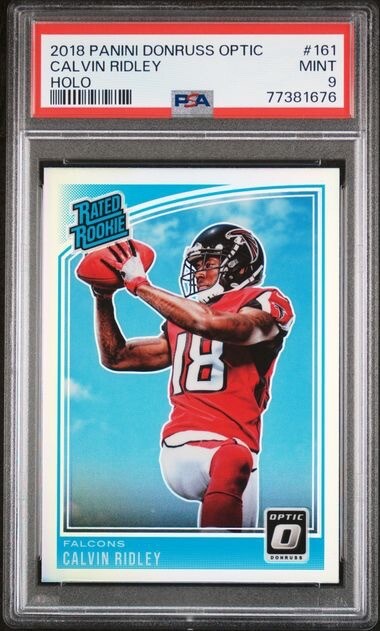 Calvin Ridley RC 2018 Donruss Optic Rated Rookie #161 HOLO SILVER PRIZM SP PSA 9