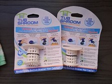 NEW Set Of 2 TubShroom White Silicone Round Drain Hair Catcher