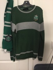 Harry Potter Sweater Kids Youth M See Measurement New  Scarf 60 Inch Green Gray