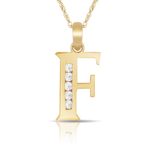 14K Solid Yellow Gold Block Initial \