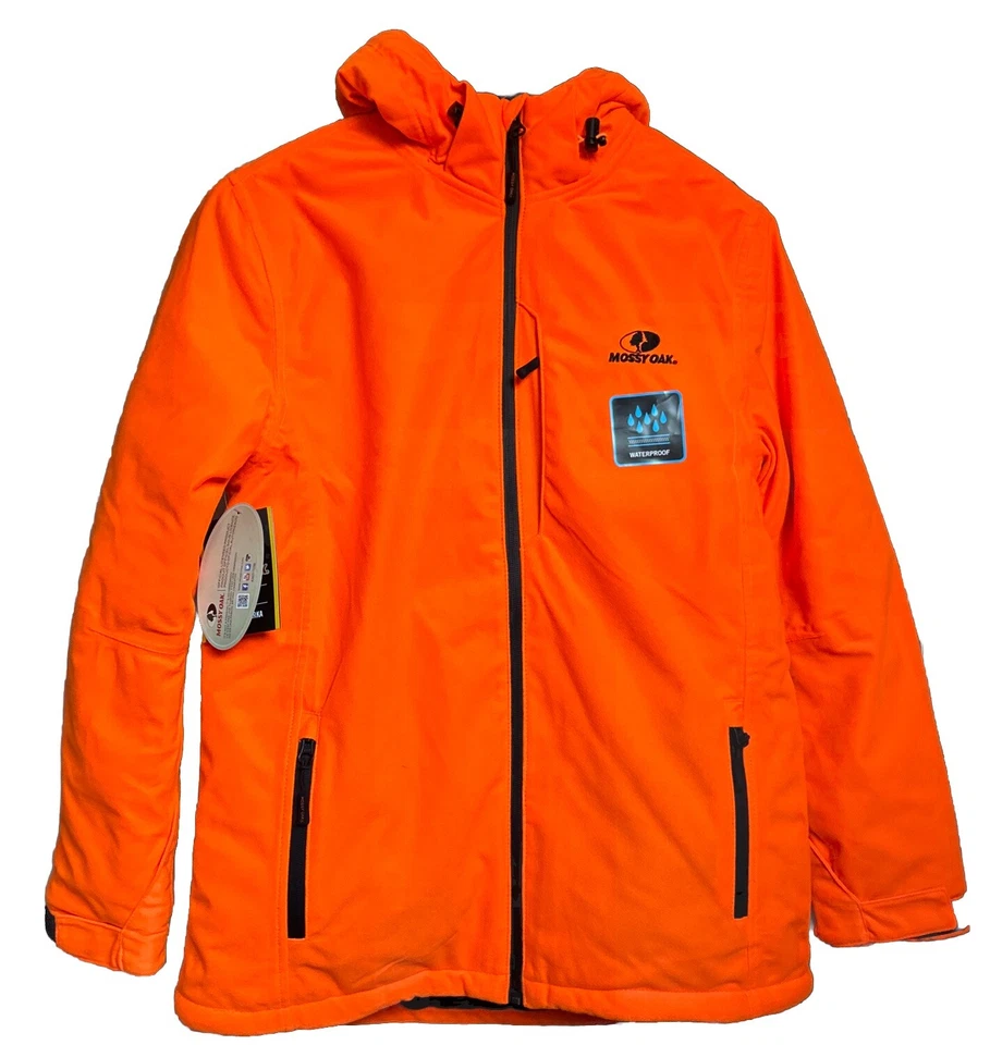 New Mossy Oak Mens Blaze Orange Waterproof Windproof Insulated Parka Size Small - Image 2 of 3