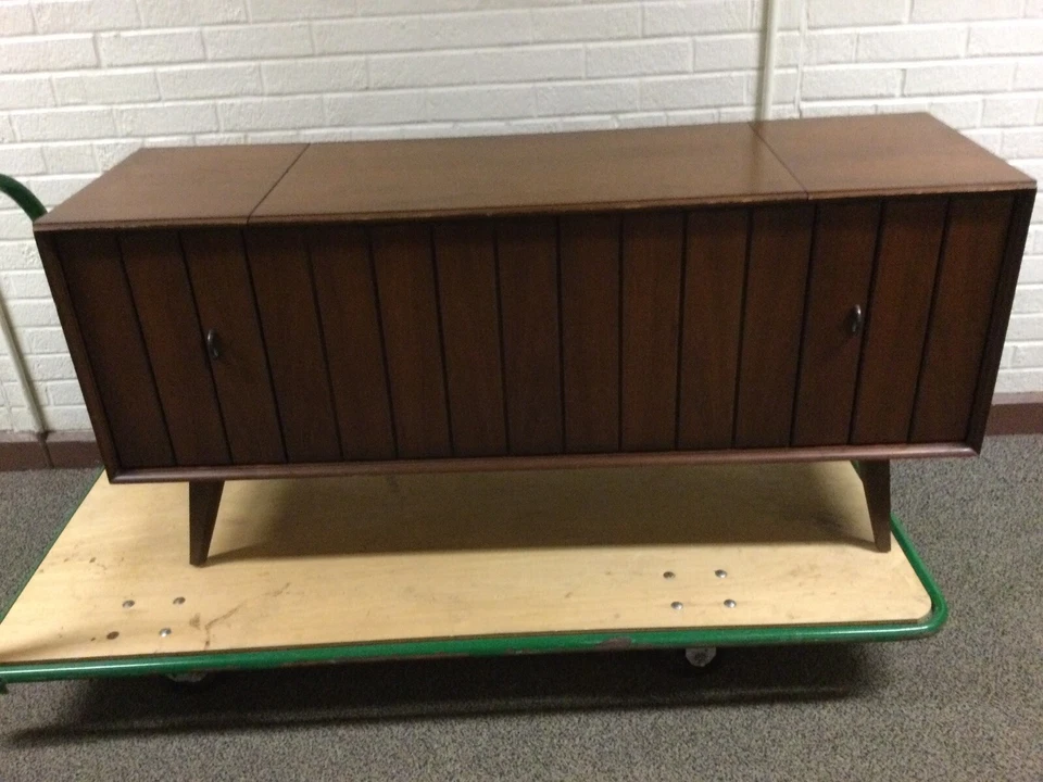 Vintage Zenith Stereophonic Stereo Console- Mid Century Modern Louvered Speakers - Image 2 of 4