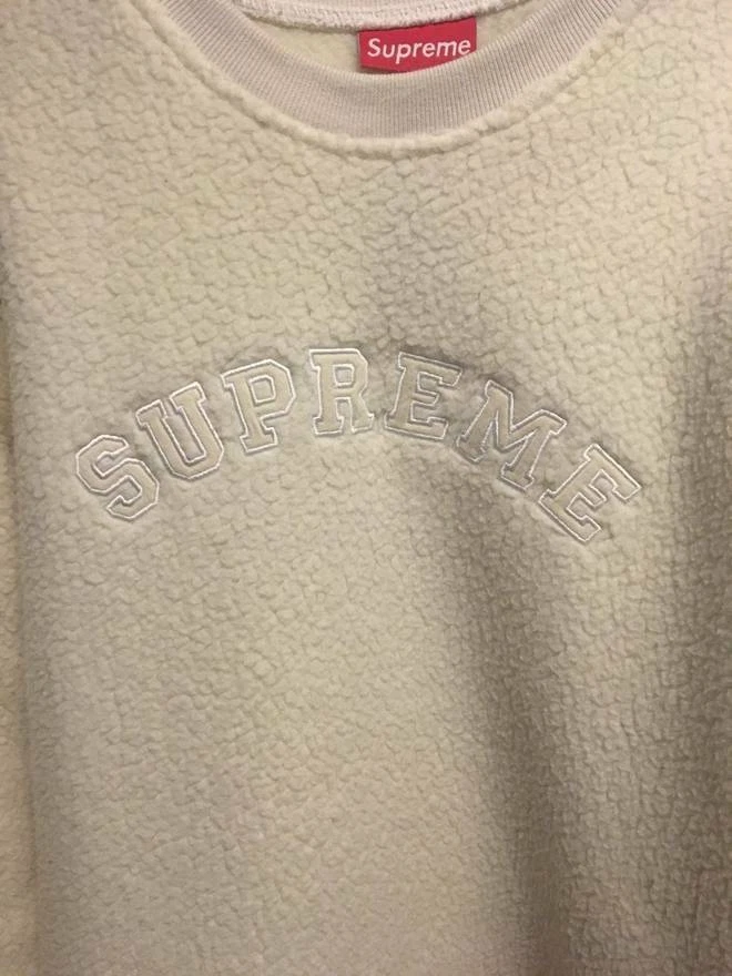 SUPREME Polartec pile crema in pile foderato profondo F W 17 taglia naturale media