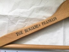 VINTAGE WOODEN HANGER FROM THE BENJAMIN FRANKLIN HOTEL PHILADELHPIA