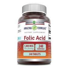 Amazing Formulas Folic Acid 1000 mcg Per Serving 1 mg 240 Tablets Supplement
