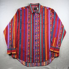Vintage Frontier Series Shirt Mens XL Red Blue Aztec Southwestern Western