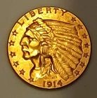 1914 Liberty Gold Eagle Indian Head Coin 10k  Gold Wedding Ring 1.52 Grams Pure