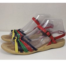 Vintage 1970s Famolare Wavy There Sandals Rainbow Leather Strappy Womens 8.5N