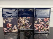 Ralph Lauren Elyse Floral Duvet Cover Shams 3 Pc Set Woven Cotton Eggplant QUEEN