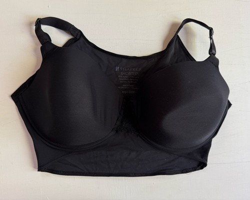 Shapeez Shortee BRA Sz LARGE DDD Shapewear Back Smoothing Underwire Foam Black