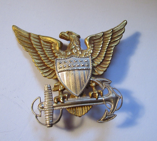 VINTAGE STERLING COAST GUARD OFFICER'S VISOR INSIGNIA