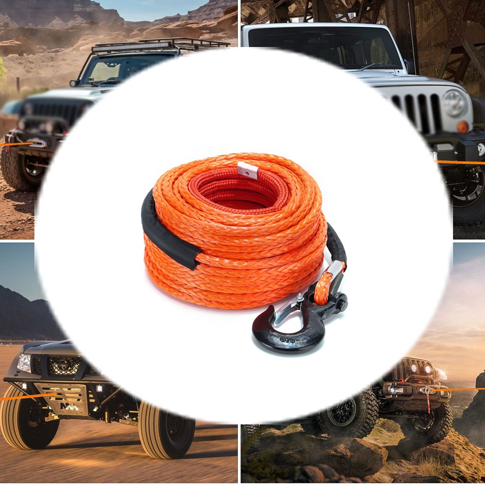 SPARKWHIZ 1/2"x100ft 32000lbs Synthetic Winch Line Rope Cable Kit For SUV UTV US